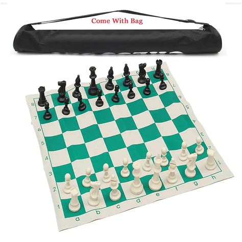 Travel Game Chess Sets with Bag Foldable Chess Board PVC Plastic ...