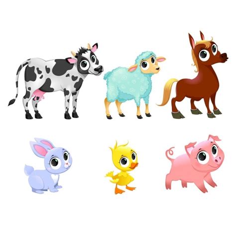 Free Vector | Cartoon farm animals