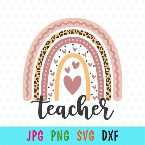 Boho Rainbow Teacher SVG for Cricut Back to School Print for - Etsy