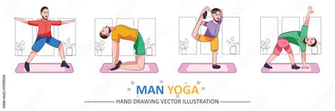 Man yoga set handrawing cartoon vector illustration Stock Vector ...