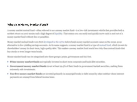 SOLUTION: What is money market fund - Studypool