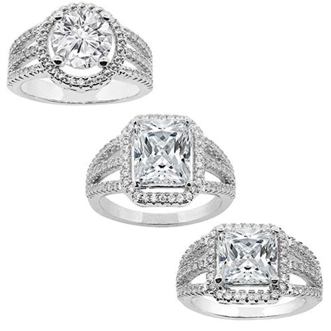 18k White Gold Halo Rings - 4 Styles