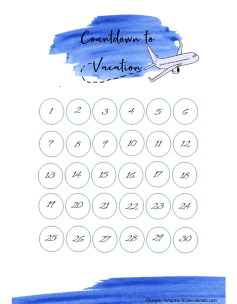 Vacation Countdown Calendar - Free Printable Templates