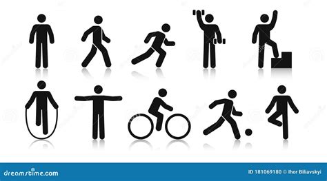 People Gym Exercises Icons Set Vector Illustration | CartoonDealer.com ...