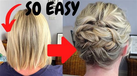 EASY messy hairstyle for short fine hair - short hair updo - YouTube