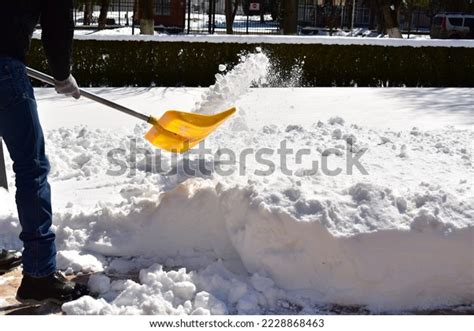 Clearing Snow Sidewalk Shovel Stock Photo 2228868463 | Shutterstock