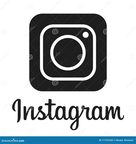 Black Silhouette Of Instagram Social Network Logo Instagram With Inscription Isolated On A White ...