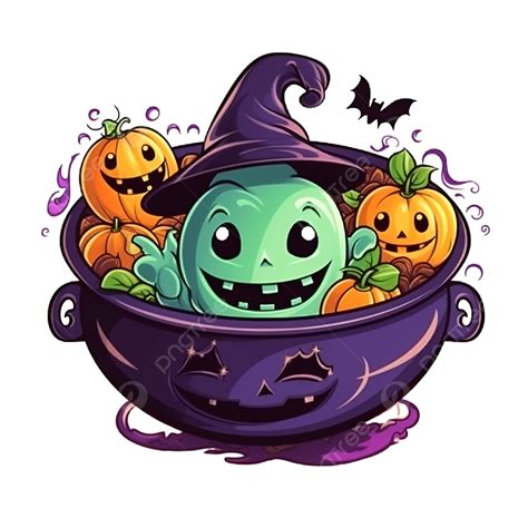 Happy Halloween With Witch Bowl Design, Holiday And Scary Theme ...