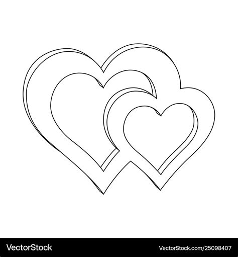 Double heart contour on white background Vector Image