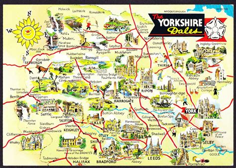 A5540aps UK Yorkshire Dales Map postcard | Cotswolds and Paris | Pinterest | Map, Yorkshire ...