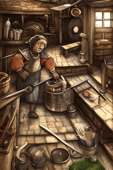 3D Scene Medieval Blacksmith from the Inside · Creative Fabrica