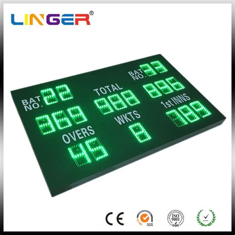 Green Color Digital Cricket Scoreboard , Electronic Sports Scoreboard With Wireless Control Box