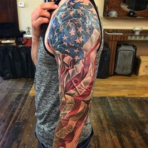 Faded American Flag Tattoo