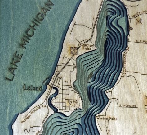 Bathymetric Map Lake Leelanau, Michigan - Scrimshaw Gallery