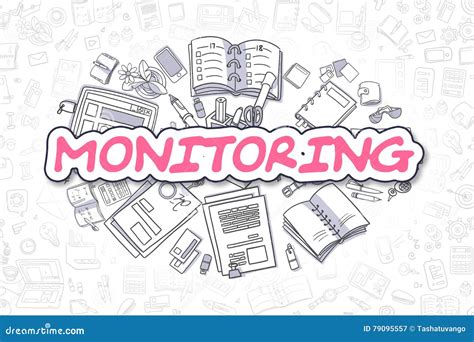 Monitoring - Cartoon Magenta Text. Business Concept. Stock Illustration - Illustration of ...