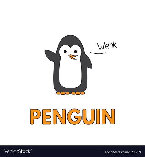 Cartoon penguin flashcard for children Royalty Free Vector