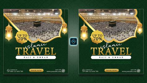 Travel Post Design in Photoshop | Hajj and Umrah Social Media Banner Design Tutorial - YouTube