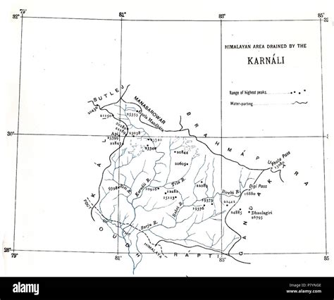 Map of the catchment zones for the Karnali river . 1907 228 Karnali catchment Stock Photo - Alamy