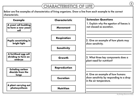 Characteristics Of Living Things Worksheet Pdf
