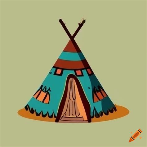 Cartoon tribal teepee in boho style