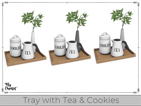 The Sims Resource - Modern Coffee Bar Tray with Tea and Cookies Deco