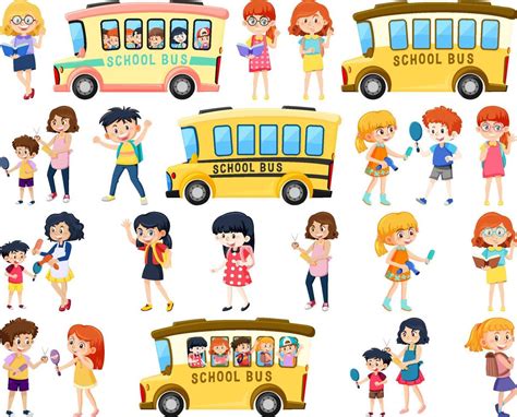 Set of cute school kids cartoon characters 8191529 Vector Art at Vecteezy