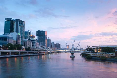 Download "stunning Brisbane Skyline At Sunset" Wallpaper | Wallpapers.com