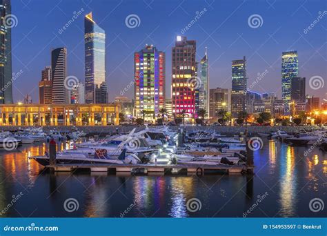 Skyline of Kuwait City at Evening Stock Image - Image of architecture ...