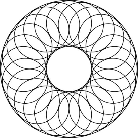 24 Overlapping Circles About a Center Circle and Inside a Larger Circle | ClipArt ETC