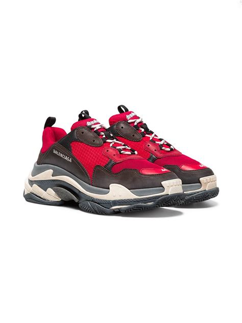 Balenciaga Black And Red Triple S Sneakers - Farfetch | Sneakers, Brown ...