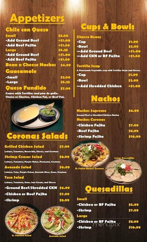 Online Menu of Coronas Mexican Restaurant, Rockdale, TX