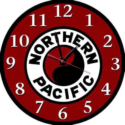 Northern Pacific Railroad Logo Round Clock - A-Trains.com