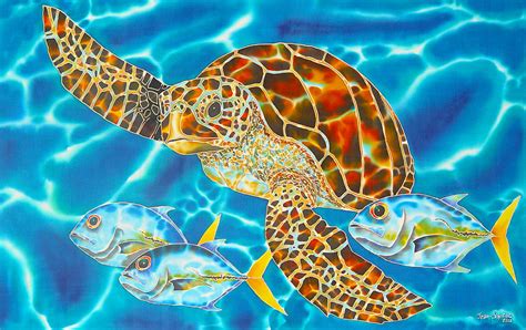 Green Sea Turtle Painting by Daniel Jean-Baptiste