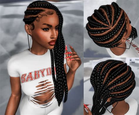 Ebonix | Pink Lemonade Braids | Sims hair, Sims 4 afro hair, Sims 4 ...