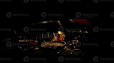 Open treasure chest with gold coins 17173447 Stock Photo at Vecteezy