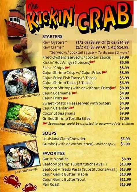 Kickin Crab Menu, Menu for Kickin Crab, Westminster, Orange County ...