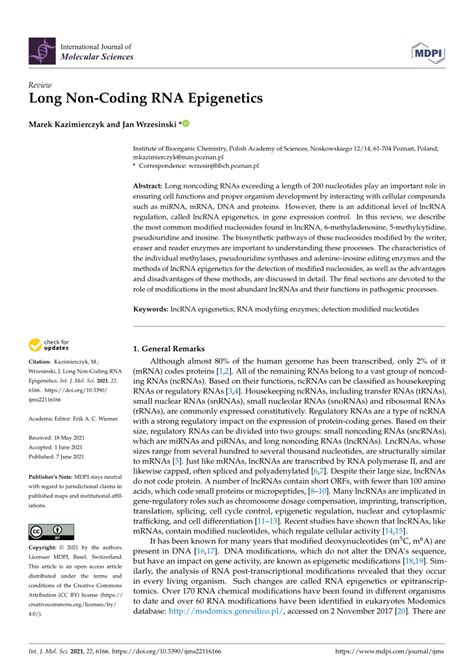 (PDF) Long Non-Coding RNA Epigenetics