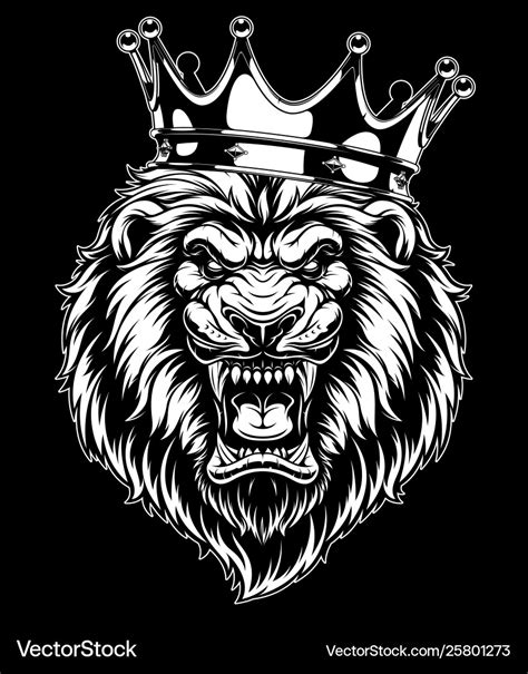 Ferocious lion in crown Royalty Free Vector Image