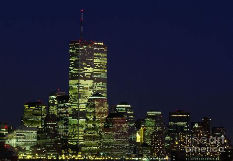 World Trade Center Twin Towers At Night New York City Photograph by Antonio Martinho