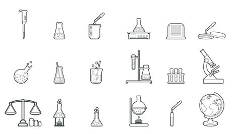 Science Laboratory Equipment icon Set. 11005064 Vector Art at Vecteezy