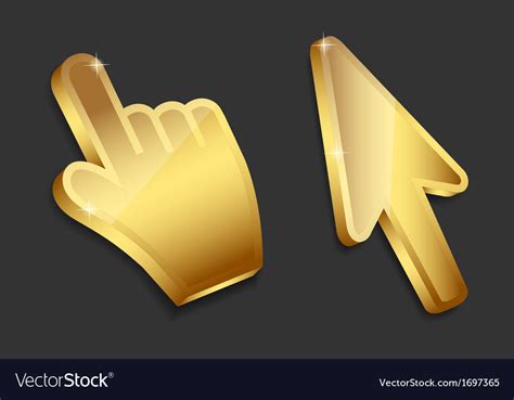 Mouse hand and arrow gold cursors Royalty Free Vector Image