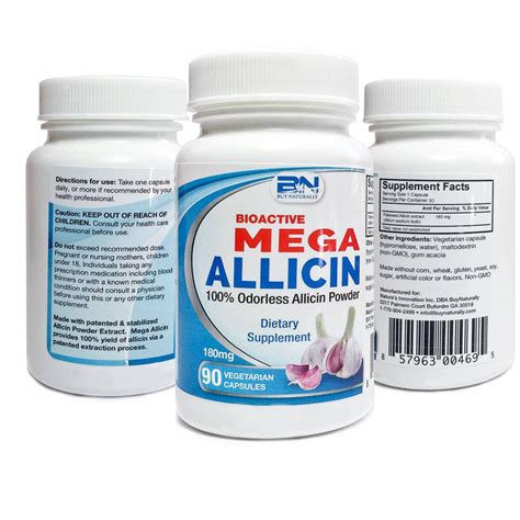 Mega Allicin 100% Allicin from Premium Garlic Made from a Patented and ...