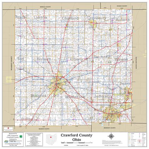 Crawford County Ohio 2023 Wall Map | Mapping Solutions