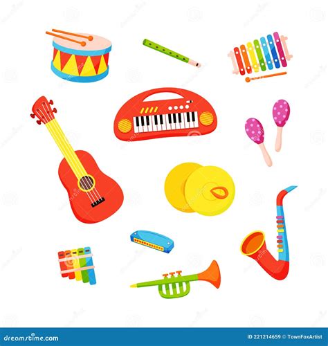 Vector Set Of Kids Musical Instruments Drawn In Cartoon Style | CartoonDealer.com #221214659