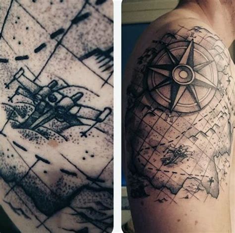 50 World Map Tattoo Designs For Men - Adventure The Globe