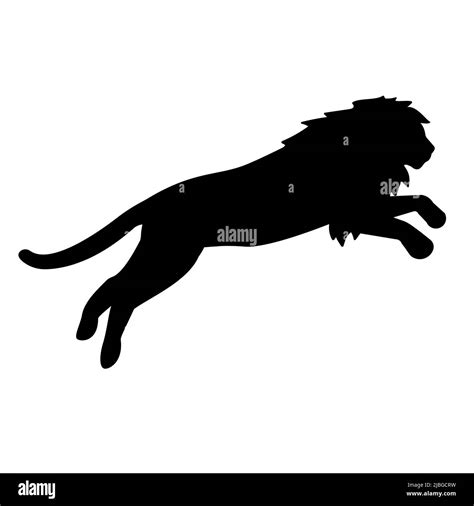 Vector flat jumping lion silhouette isolated on white background Stock ...