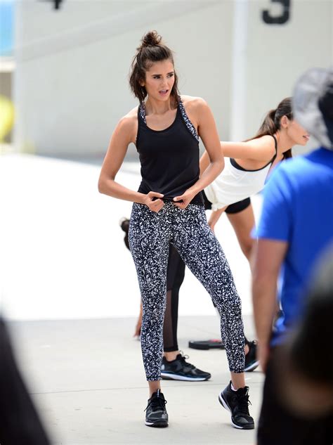 Nina Dobrev - Reebok Fitness Clothing Line Shooting a Video in Venice ...