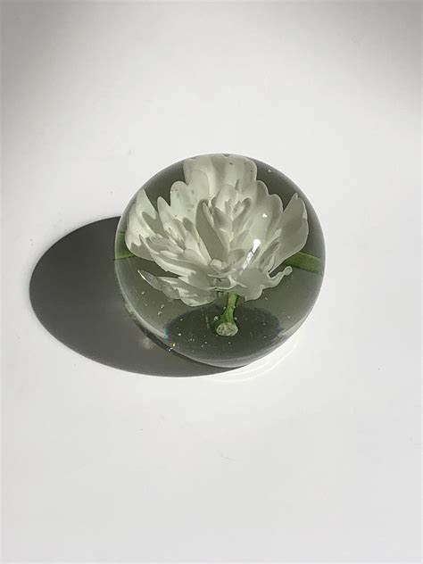 Vintage hand blown white flower glass orb paperweight floral | Etsy | Hand blown, White flowers ...