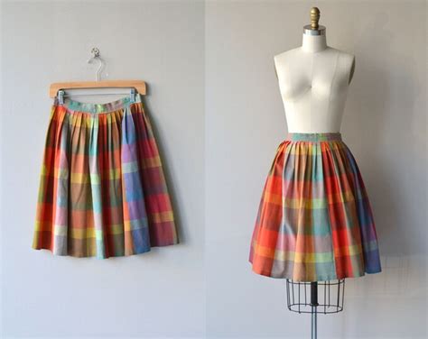 Autumn Madras Skirt Vintage 1950s Skirt Cotton Plaid 50s Skirt - Etsy