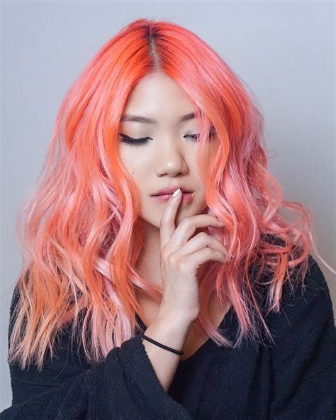 Peach Hair Dye, Pink And Orange Hair, Peach Hair Colors, Hair Color ...